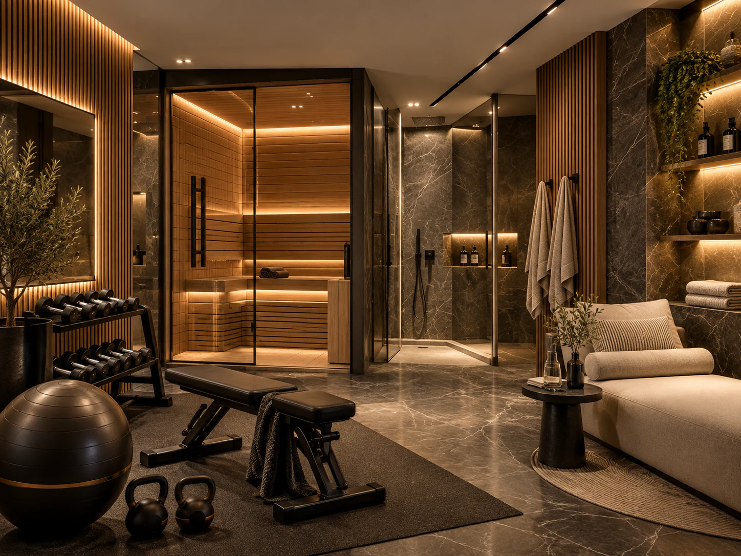 Palestra privata con sauna e area wellness di Casa Napoli Lusso